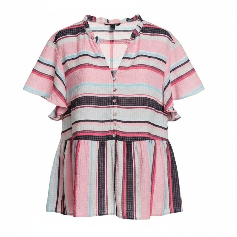 Lane Bryant Fun Colorful NWT Illusion Collection Flutter Sleeve Blouse size 26